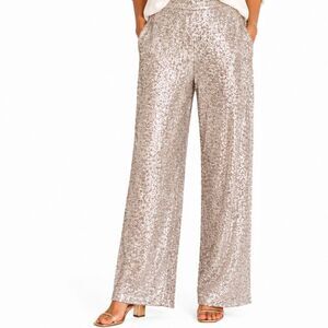 Cable & Gauge Women's Champagne Sequin Pull-On Relaxed Leg Pants Size 1X NWT